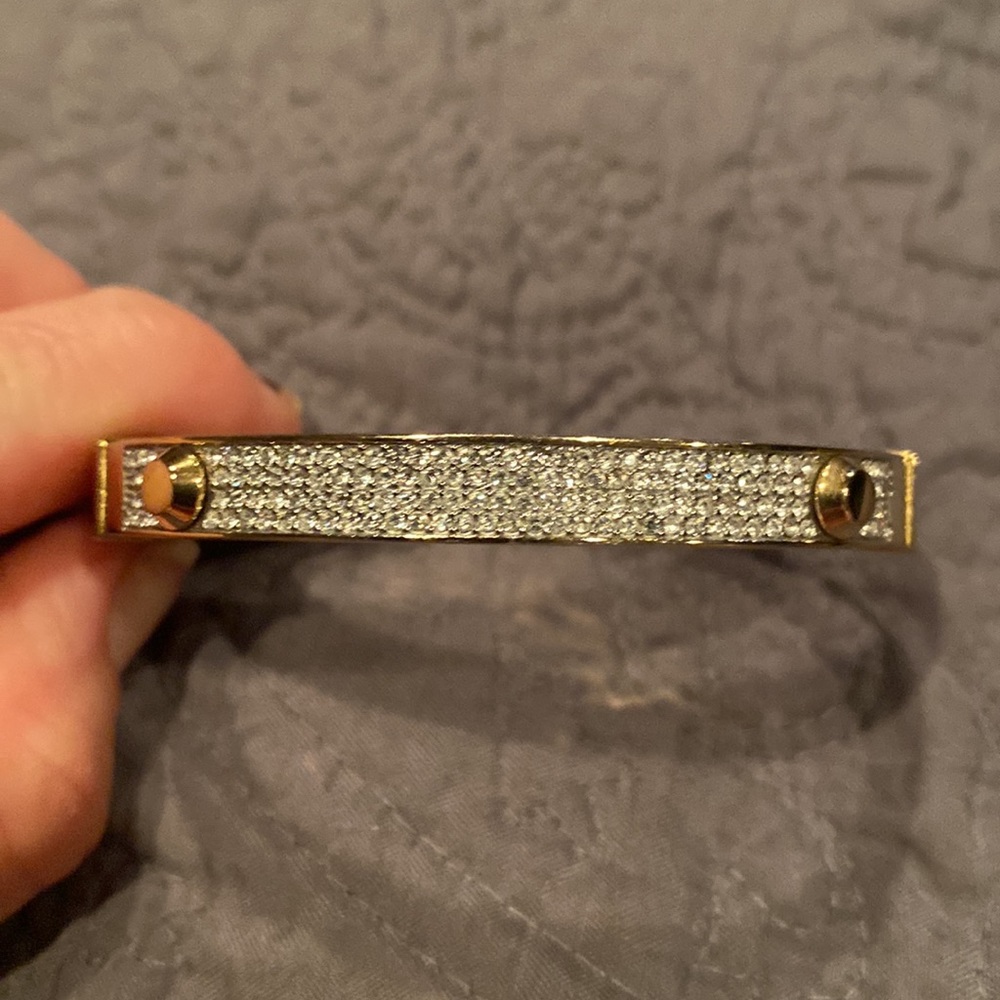 Gold tone Michael Kors crystal pane bangle bracelet. Great condition. - Picture 2 of 12